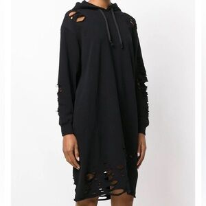 Diesel Black Distressed Long Sleeve Dress